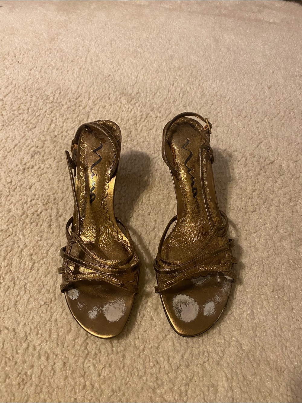 Nina Women's Metallic Gold Strappy Slingback Heels